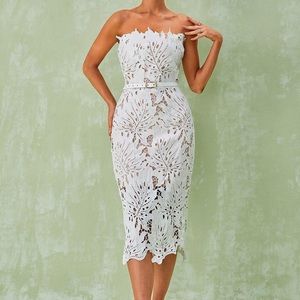 Despina White Lace Midi Dress